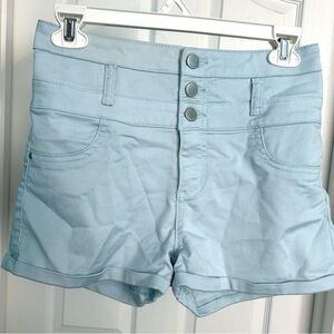 Refuge Button Fly High Waist Baby Blue Shorts